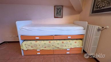Letto singolo con letto estraibile e cassetti
