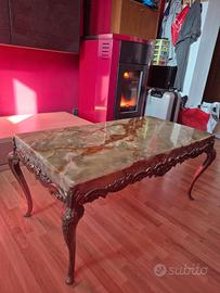 tavolino da salotto onice antico con gambe ottone