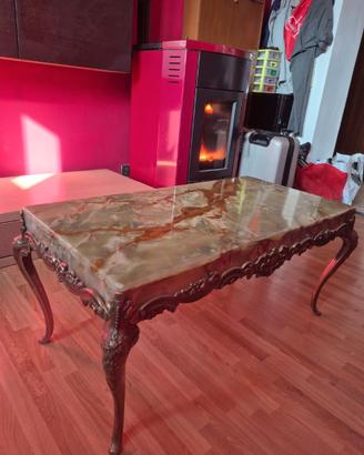 tavolino da salotto onice antico con gambe ottone