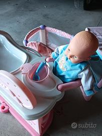 Lettino seggiolone fasciatoio bagnetto bambola