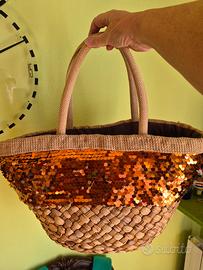 borse in rafia vera paillettes 