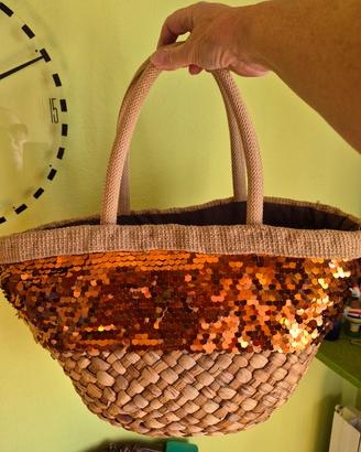 borse in rafia vera paillettes 