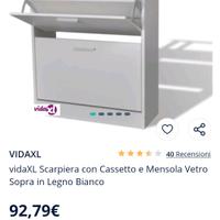 Scarpiera con pensilina in vetro e cassetto