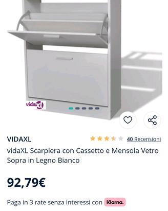 Scarpiera con pensilina in vetro e cassetto