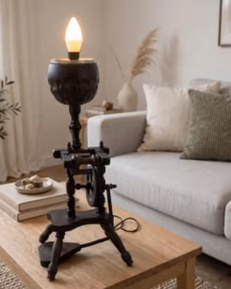 Lampada vintage a forma di arcolaio, filatoio