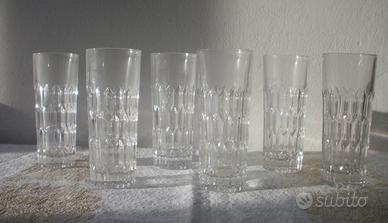 SET 6 bicchieri alti liquore vetro lavorato NUOVI