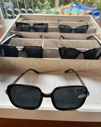 5 paia Occhiali da sole neri squadrati oversize -