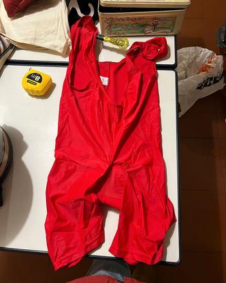 Salopette ciclismo rossa XXL con fondello