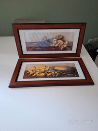 Quadretti frutta & mimosa, cornice legno