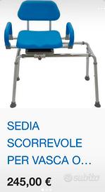 Sedia scorrevole per anziani per vasca o doccia