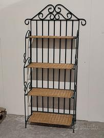 Etagere scaffale libreria in ferro e vimini