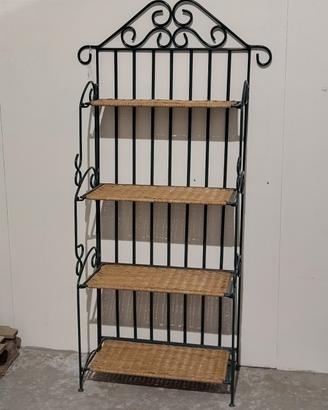 Etagere scaffale libreria in ferro e vimini