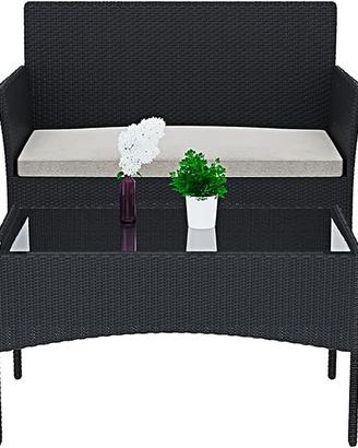 set da giardino, 2 poltrone con divano e tavolino
