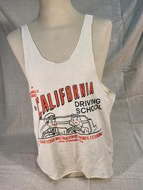 NO FIORUCCI canotta vintage con stampe in rilievo.