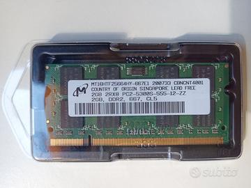 RAM 2GB DDR2 667MHz PC2-5300S Sodimm Micron Laptop