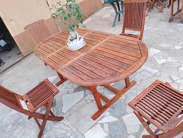 Tavolo 4 sedie legno MASSELLO Come nuovo Roma nord