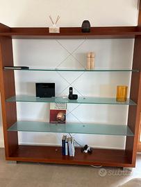 libreria legno e cristallo temperato