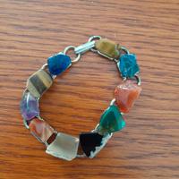 Braccialetto vintage anni 70 in acciaio con pietre