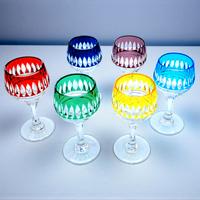 Set 6 Calici Cut Crystal Colorato, Boemia, liquore