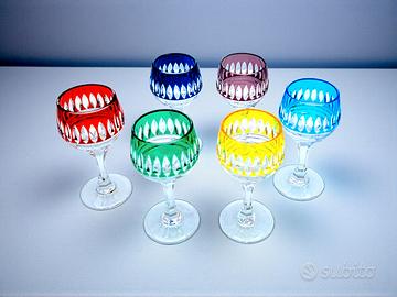 Set 6 Calici Cut Crystal Colorato, Boemia, liquore