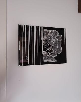 Quadro di design "Rosa a strisce" in acrilico e re