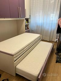 Letti singoli estraibili con matetassi inclusi