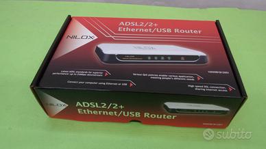 Modem ADSL2/2+ Nilox, Ethernet/USB adapter, nuovo,