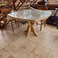 Tavolo frassino 116x116 x4 con 6 sedie in paglia v