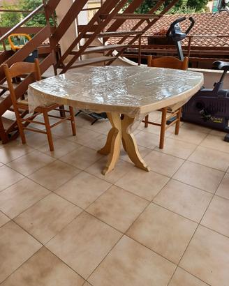 Tavolo frassino 116x116 x4 con 6 sedie in paglia v