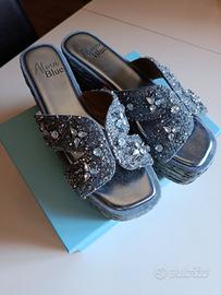 Sandali Alma Blue azzurri con strass n.39