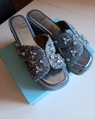 Sandali Alma Blue azzurri con strass n.39