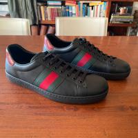 Sneaker nere Gucci ACE in pelle con dettaglio WEB