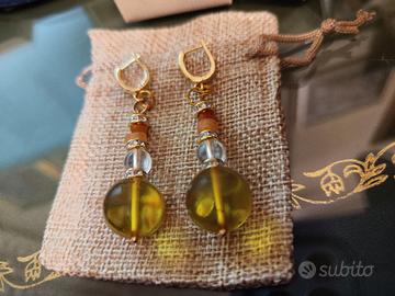 Orecchini con Ambra messicana naturale