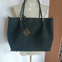 Borsa Primadonna camoscio nera con dettagli oro