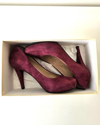 Scarpe décolleté donna bordeaux in pelle, tg 37,5