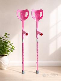 Stampelle ortopediche rosa regolabili