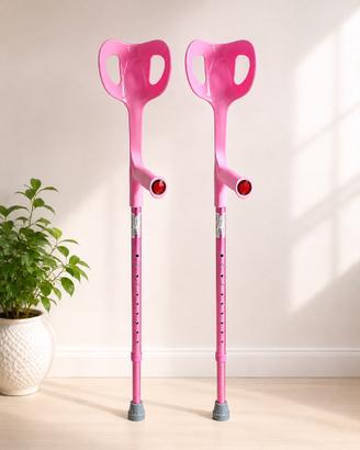 Stampelle ortopediche rosa regolabili