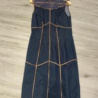 Abito denim con pizzo