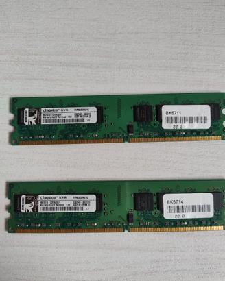 Banco Ram Kingston 2 x 1gb KVR800D2N6/1G
