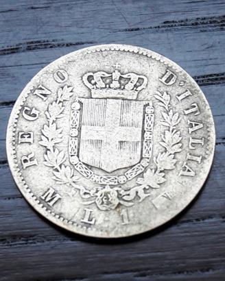 ARGENTO _ 1 lira 1867M ITALIA REGNO _LEGGI