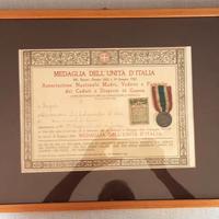 Attestato 1922 Medaglia Dell'unità D Italia Raro