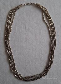 Collana Multifilo Vintage Color Argento