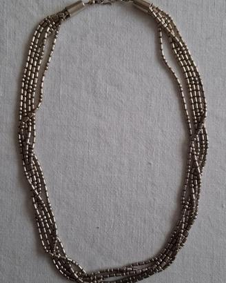 Collana Multifilo Vintage Color Argento