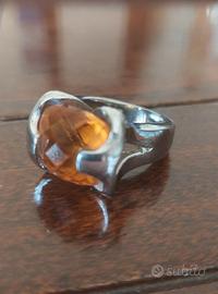 anello argento e quarzo citrino