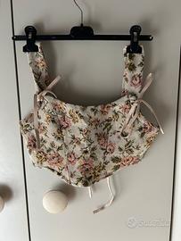 Top bustier floreale in stile corsetto