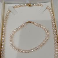 Collana e bracciale perle e oro giallo 18k 