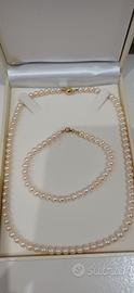 Collana e bracciale perle e oro giallo 18k 