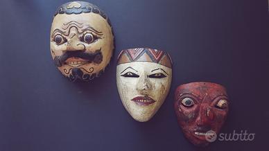 3 Maschere Antiche Balinesi del Teatro Topeng