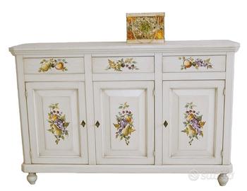 credenza napoletana 3 porte 3 cassetti con dipinti