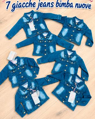 Lotto 7 giacche jeans bimba nuove 